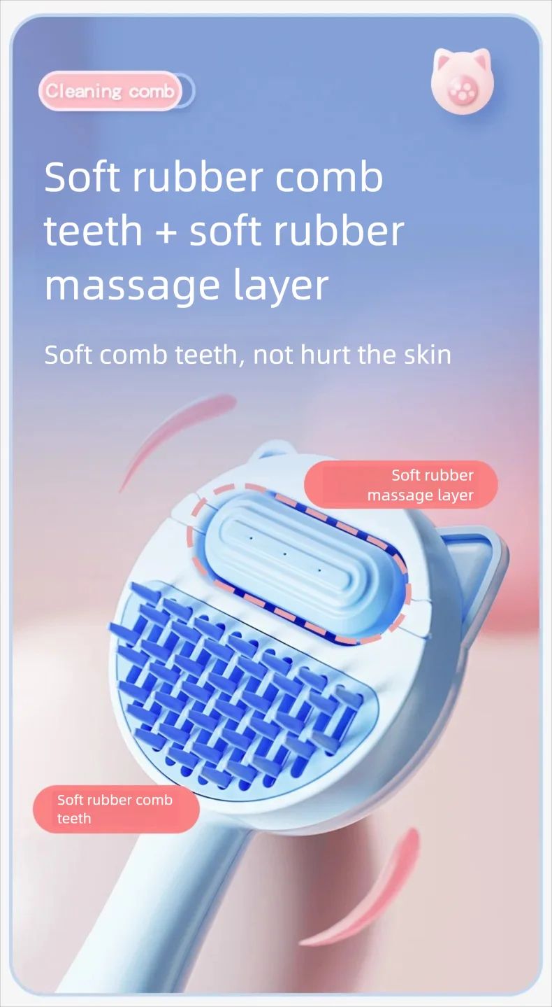 Pet Steam Massage Brush  Soft RoundHead Grooming Comb For Dogs  Cats 11