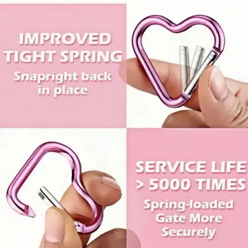 Heart Shaped Metal Carabiner Keychain Set For Outdoor And Everyday Use 5 Pack 1