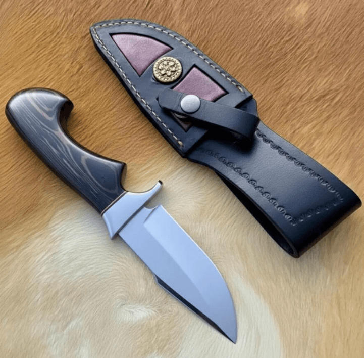 buynow mirror polished clip point knife leather sheath
