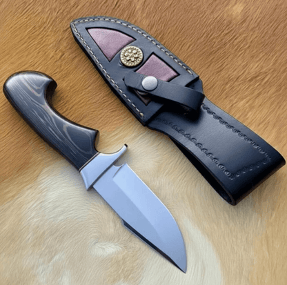 buynow mirror polished clip point knife leather sheath