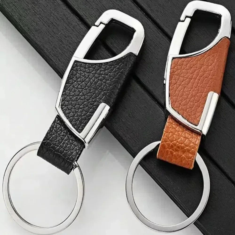 Personalized Leather Splicing Waist Hanging Car Keychain for Men