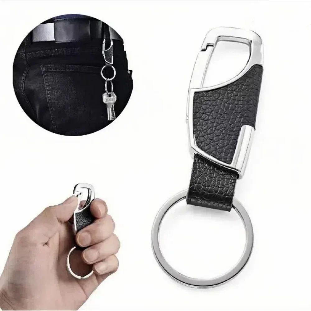 Personalized Leather Splicing Waist Hanging Car Keychain For Men 2