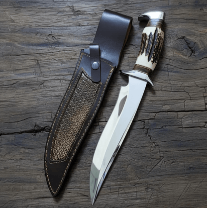 buynow 13 inch hunting bowie knife leather sheath
