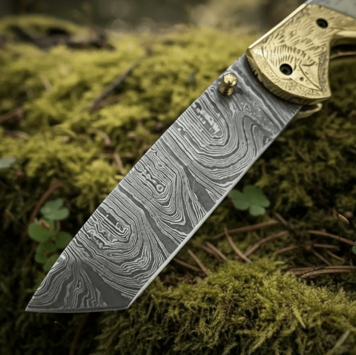 buynow engraved eagle pocket knife brass bolsters