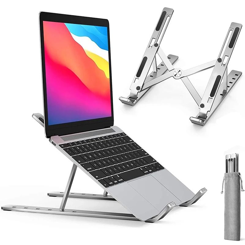 Adjustable Aluminum Laptop Stand Foldable Cooling Riser with Non Slip Support