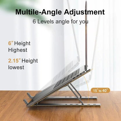 Adjustable Aluminum Laptop Stand Foldable Cooling Riser With Non Slip Support 2