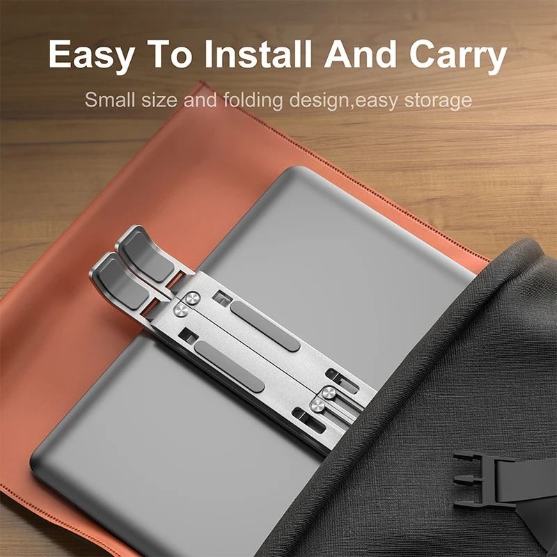 Adjustable Aluminum Laptop Stand Foldable Cooling Riser With Non Slip Support 4