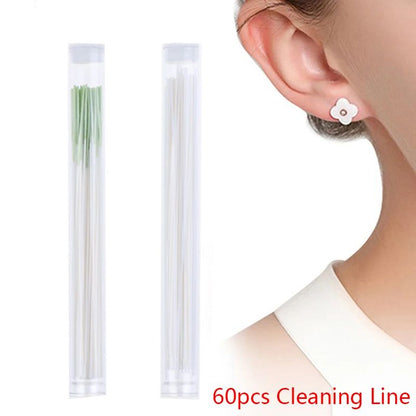 60 Piece Pierced Ear Cleaning Kit Disposable Aftercare Floss And Solution 3