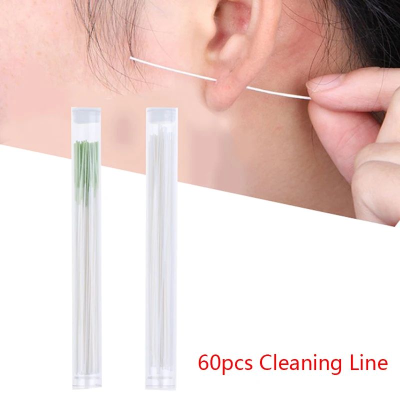 60 Piece Pierced Ear Cleaning Kit Disposable Aftercare Floss And Solution 15