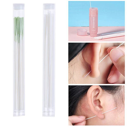 60 Piece Pierced Ear Cleaning Kit Disposable Aftercare Floss And Solution 17