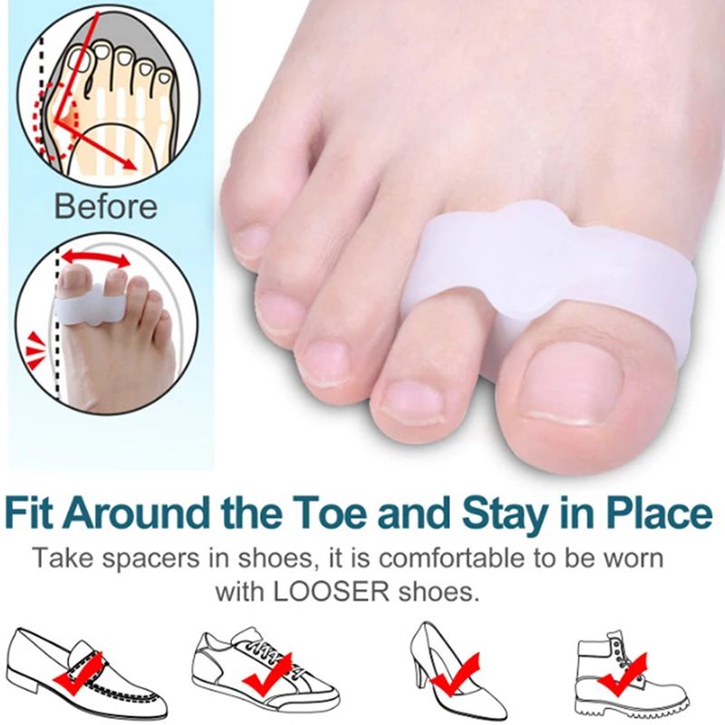 Silicone Big Toe Separator 2 Pack Gel Toe Corrector and Protector