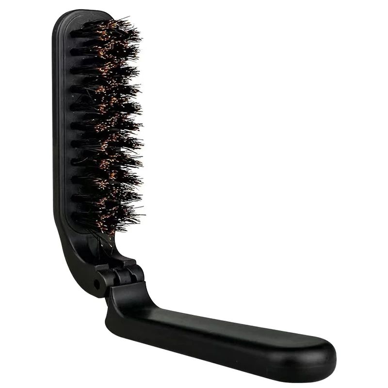 Soft Boar Bristle Beard Brush for Men Foldable Mustache and Hair Styling Comb