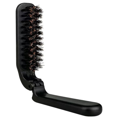 Soft Boar Bristle Beard Brush for Men Foldable Mustache and Hair Styling Comb