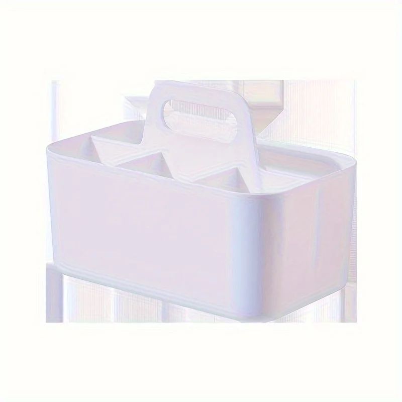 Compact 5Compartment Portable Desk Organizer  Plastic Storage Basket With Handle 6