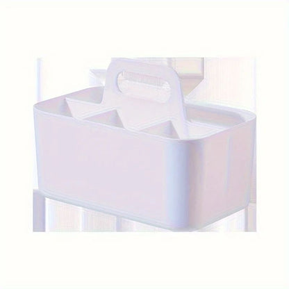 Compact 5Compartment Portable Desk Organizer  Plastic Storage Basket With Handle 6