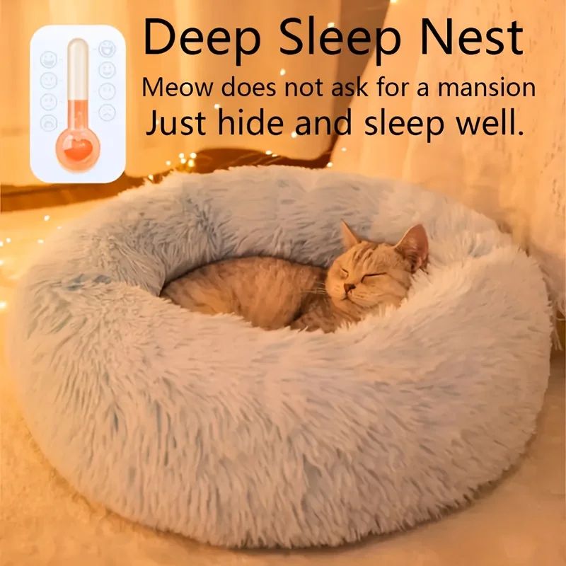 CozyNest Plush Round Pet Bed  Soft Indoor Dog  Cat Bed 1