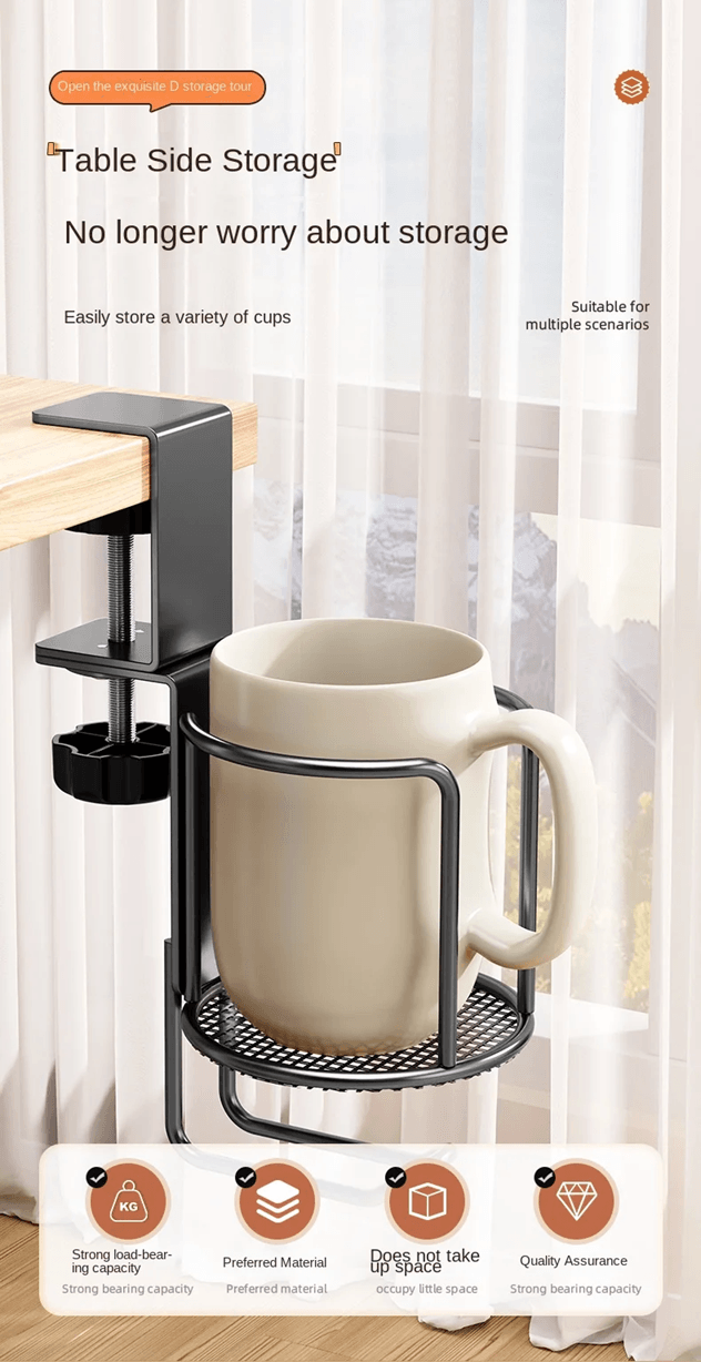 Rotating Clip On Desk Cup Holder 1