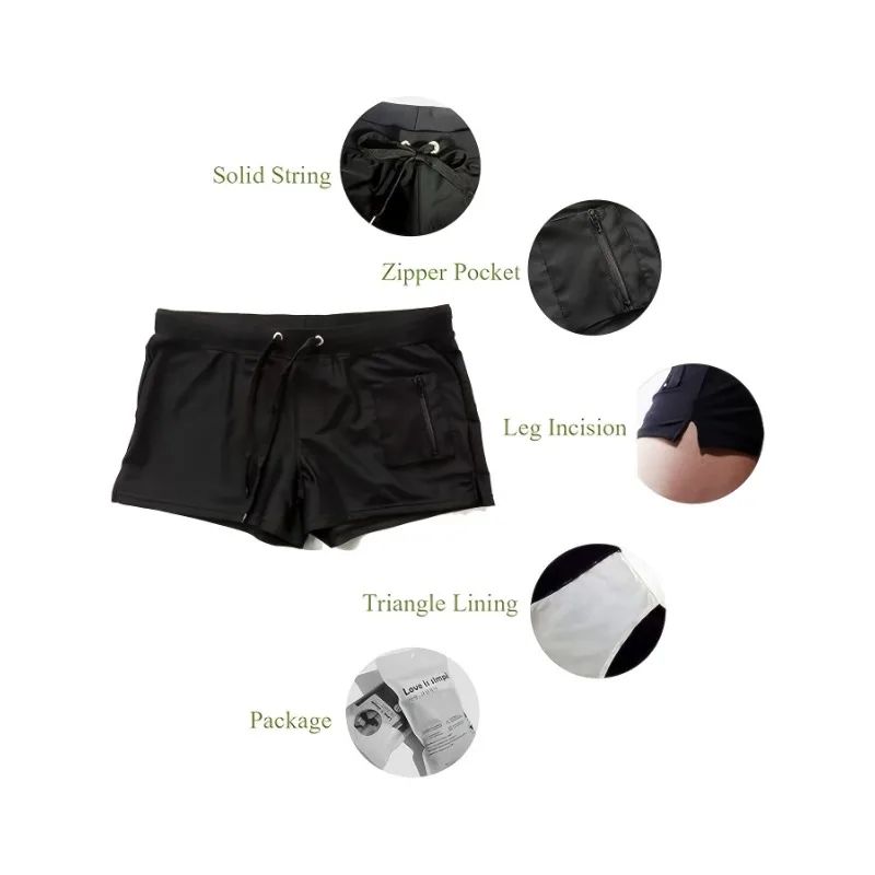 Performance QuickDry Mens Swim Trunks  Lightweight Beach Shorts With Zipper Pocket  Drawstring Wais