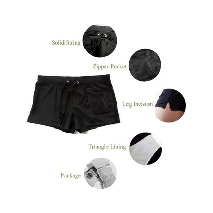 Performance QuickDry Mens Swim Trunks  Lightweight Beach Shorts With Zipper Pocket  Drawstring Wais