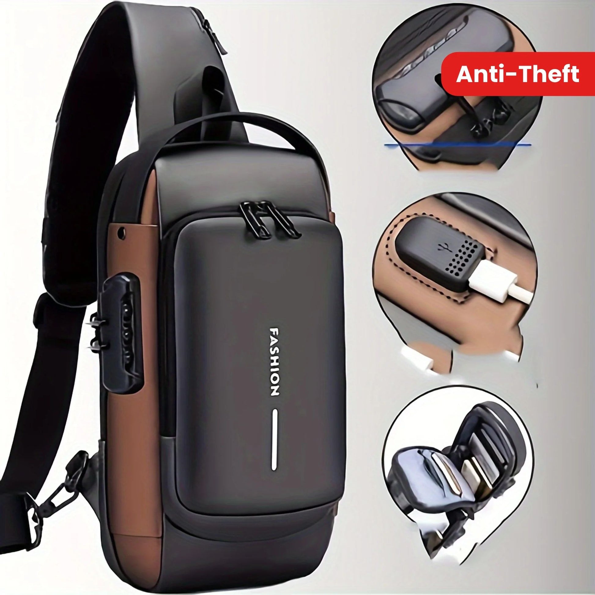 CompactSecure Mens Anti-Theft Chest Bag - Durable Oxford Crossbody Sling for Travel & Motorcycle Use