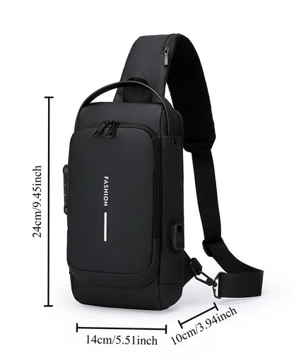 CompactSecure Mens AntiTheft Chest Bag  Durable Oxford Crossbody Sling For Travel  Motorcycle Use 3