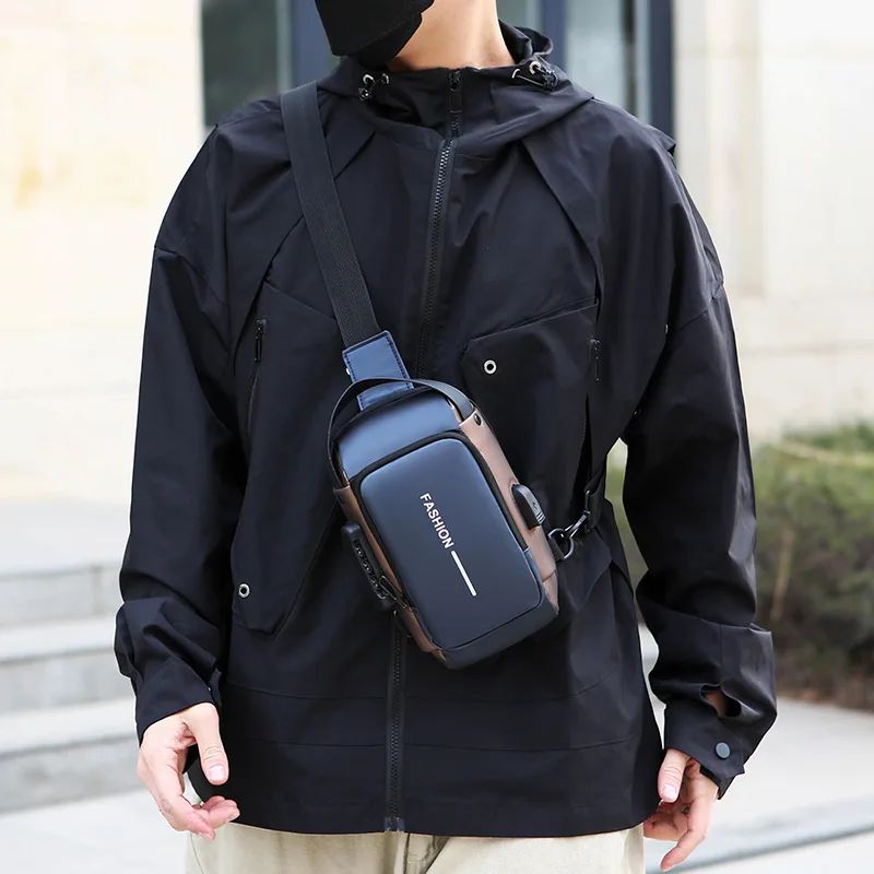 CompactSecure Mens AntiTheft Chest Bag  Durable Oxford Crossbody Sling For Travel  Motorcycle Use 4