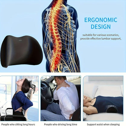 Ultimate Comfort Memory Foam Lumbar Cushion  Ergonomic Back Support Pillow For Office  Home 2