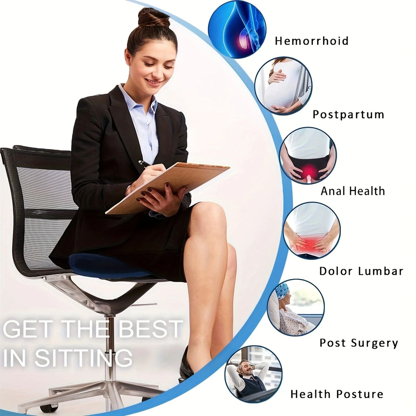 Orthopedic Memory Foam Coccyx Seat Cushion  Tailbone  Hemorrhoid Relief Pillow 5
