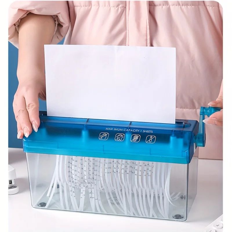 Compact Cross-Cut Paper Shredder for A4/A6 Documents | Manual, Quiet & Space-Saving Office Shredder