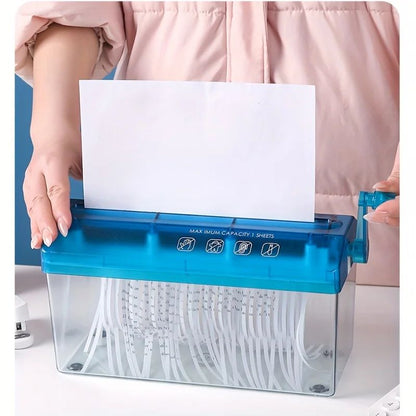 Compact Cross-Cut Paper Shredder for A4/A6 Documents | Manual, Quiet & Space-Saving Office Shredder