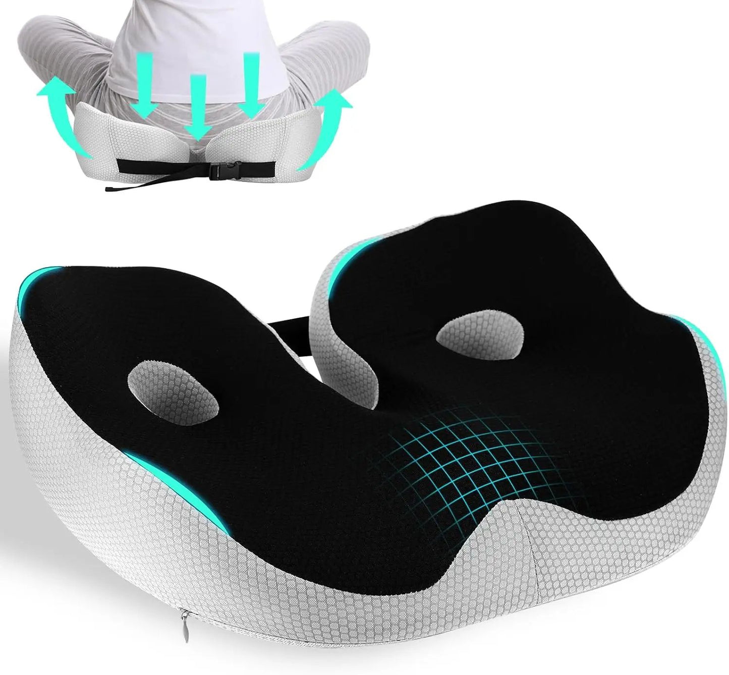 ErgoRelief Memory Foam Coccyx Seat Cushion