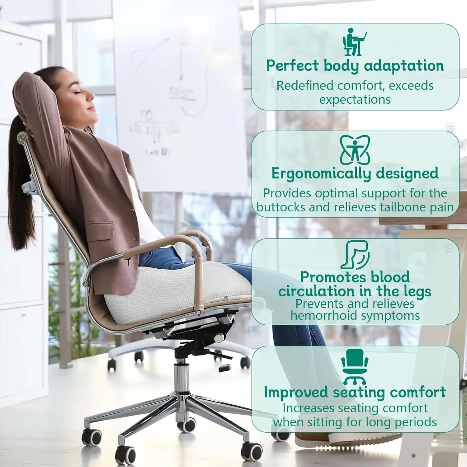 ErgoRelief Memory Foam Coccyx Seat Cushion 5