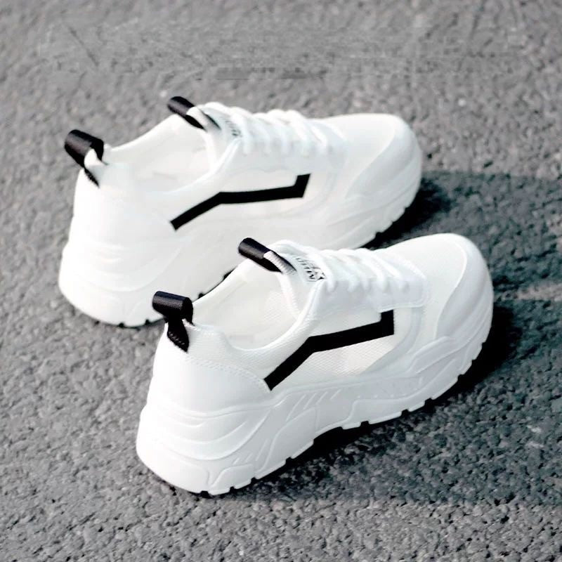Breathable Mesh Sneakers Womens Casual Shoes Comfortable White Flat Vulcanized Shoes 3