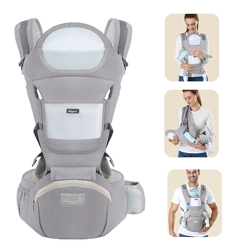 Infant Baby Hipseat Carrier, Ergonomic Baby Carrier Backpack, Front Facing Baby Wrap Sling Travel Backpack