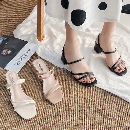 Sexy High Heels Square Open Toe Sandals New Fashion Summer Shoes For Women 2