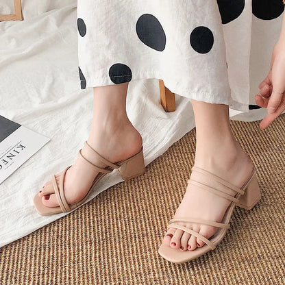 Sexy High Heels Square Open Toe Sandals New Fashion Summer Shoes For Women 3