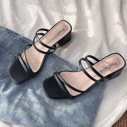 Sexy High Heels Square Open Toe Sandals New Fashion Summer Shoes For Women 8