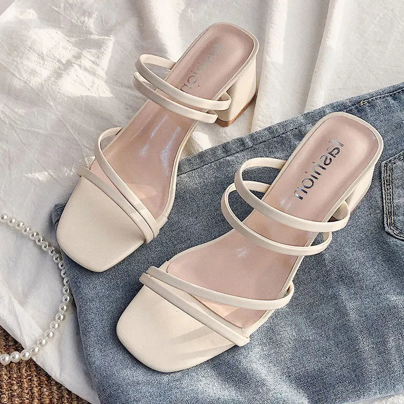 Sexy High Heels Square Open Toe Sandals New Fashion Summer Shoes For Women 6
