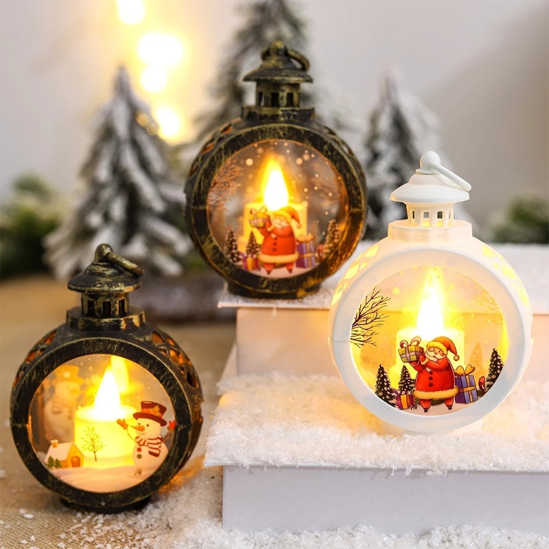 Christmas Round Wind Light Merry, Christmas Decoration for Home Ornaments, Xmas Gift New Year Holiday Decor Lamp