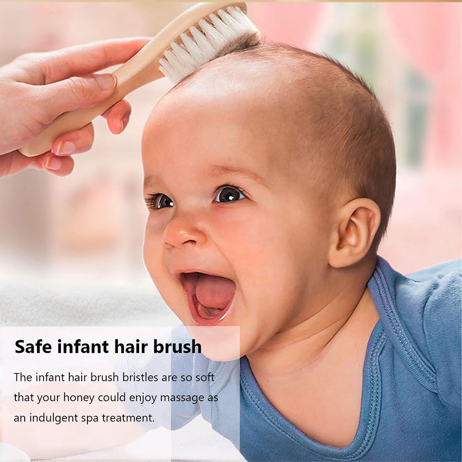 Baby Hair Soothing Comb Beech Soft Wool Wood Brush Baby Care Set Newborn Massager Baby Shower Gift 2