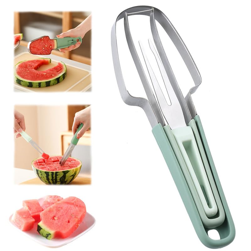 Watermelon Cutter Slicer Tool, Stainless Steel Knife, Fruit Cutter, Popsicle Fork, Kitchen Gadget for Easy Cutting