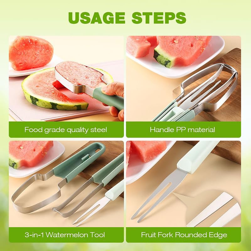 Watermelon Cutter Slicer Tool Stainless Steel Knife Fruit Cutter Popsicle Fork Kitchen Gadget For E 1