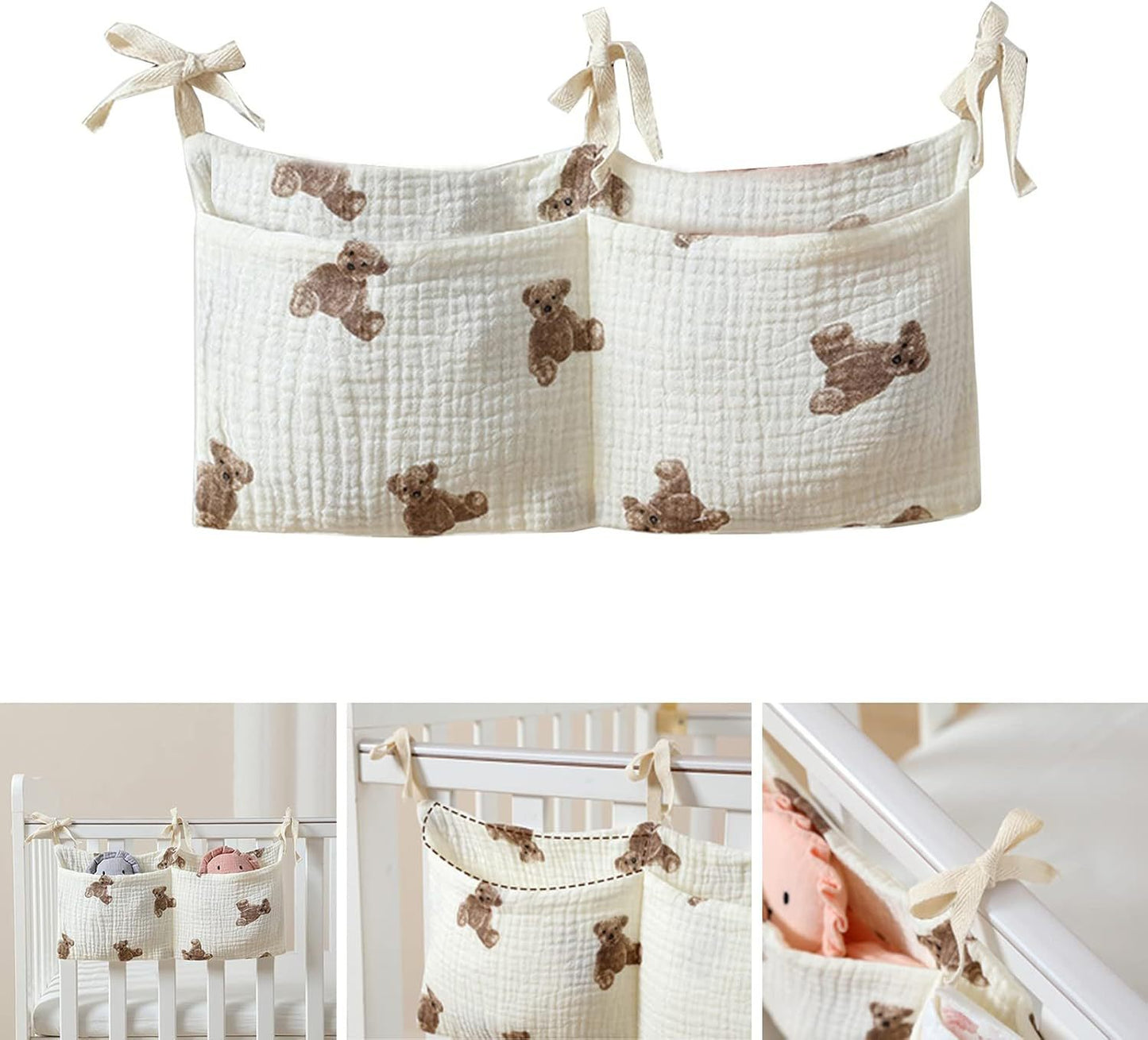 Bedside Hanging Diaper Organizer Baby Crib Cot Caddy Pockets Storage Bag Diaper Nursery Toys 2