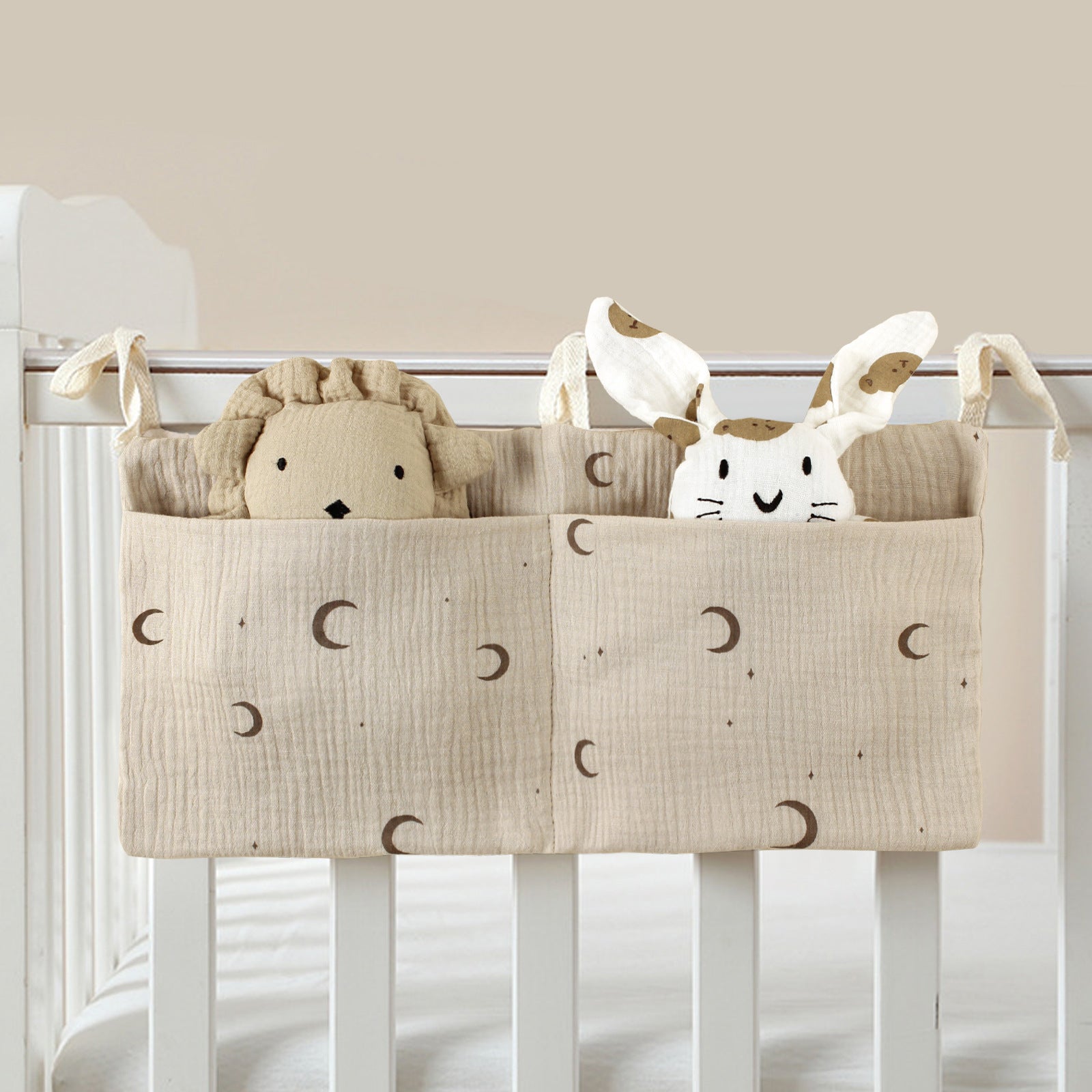 Bedside Hanging Diaper Organizer Baby Crib Cot Caddy Pockets Storage Bag Diaper Nursery Toys 5