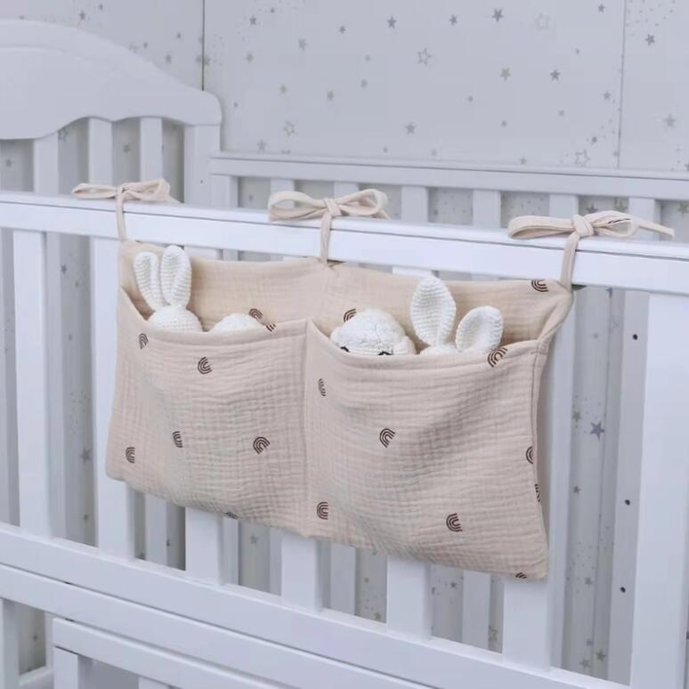 Bedside Hanging Diaper Organizer Baby Crib Cot Caddy Pockets Storage Bag Diaper Nursery Toys 4