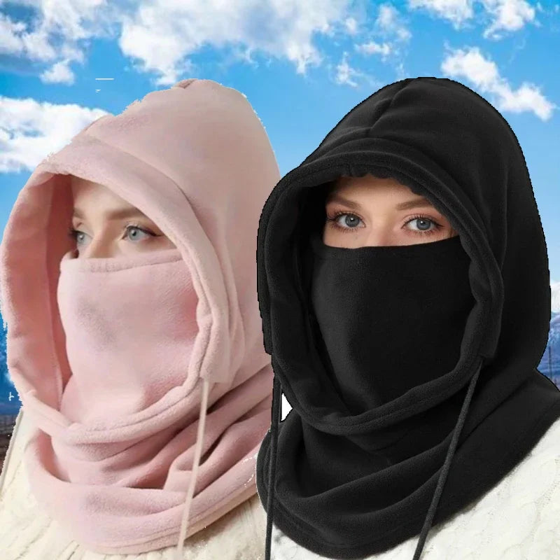 Winter Balaclava Hooded Scarf - Warm Neck Gaiter for Skiing, Cycling, Outdoor Activities - Black, Pink, Khaki