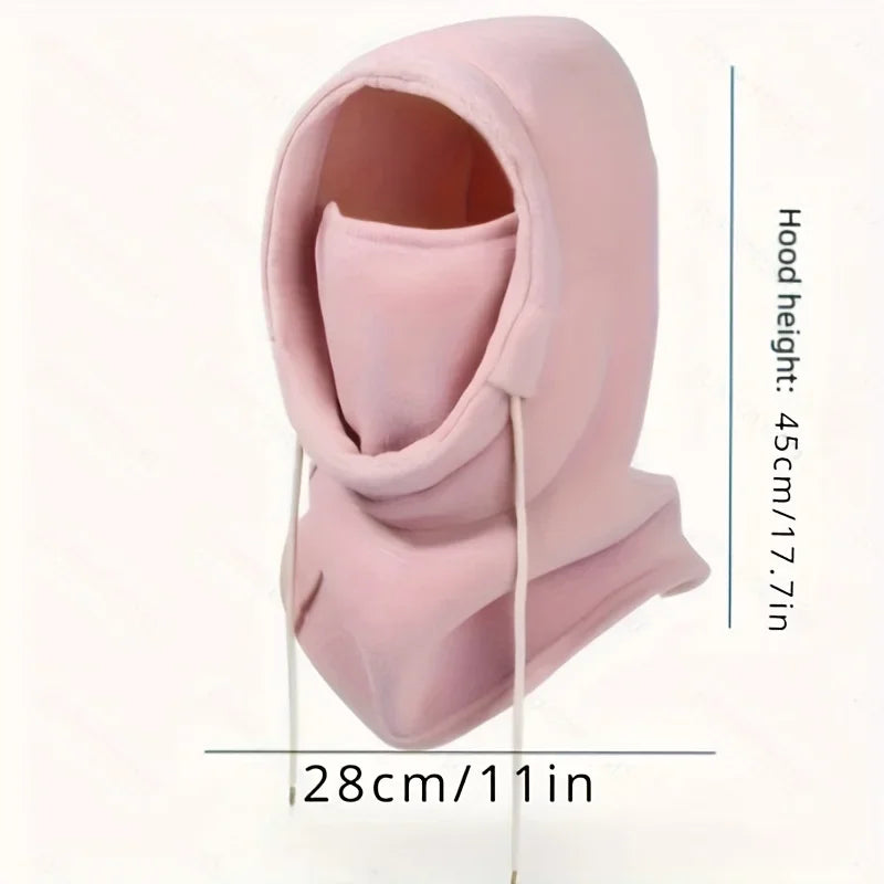 Winter Balaclava Hooded Scarf  Warm Neck Gaiter For Skiing Cycling Outdoor Activities  Black Pink K 4