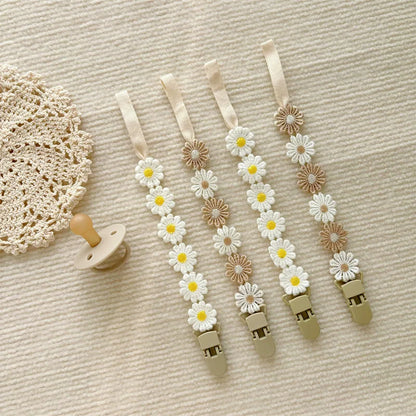 Baby Pacifier Anti-drop Chain Little Daisy Toddler Dummy Clip Nipple Holder Baby Shower Gift