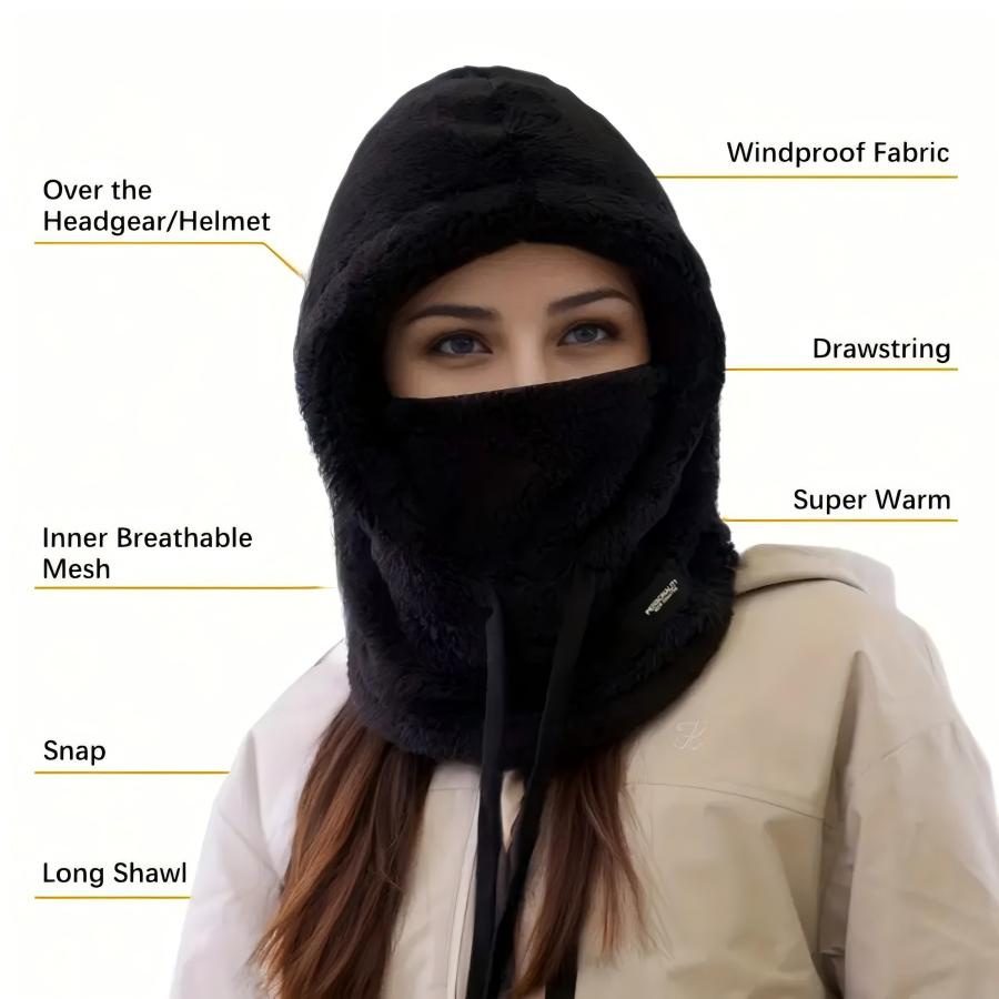 Thermal Windproof Ski Hood Winter Warm Balaclava Face Cover Fleece Adjustable Cycling Neck Cover Fu 1