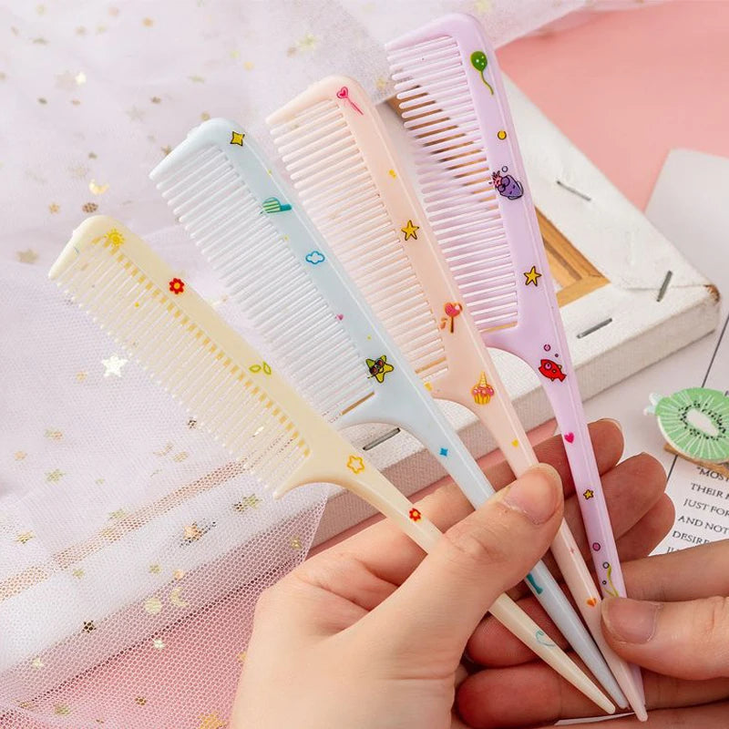 Cartoon Animals Kids Hair Combs Set, Girls Hairdressing Comb, Portable Anti-Static Plastic Comb with Pointed Tail
